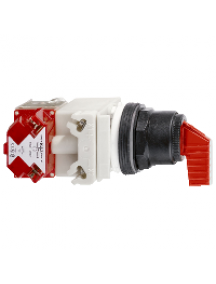 Harmony 9001SK 9001SK43J35LRFR - bouton tournant lumineux rouge Ø 30 - 3 positions maintenues , Schneider Electric