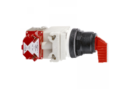 Harmony 9001SK 9001SK43J35LRFR - bouton tournant lumineux rouge Ø 30 - 3 positions maintenues , Schneider Electric