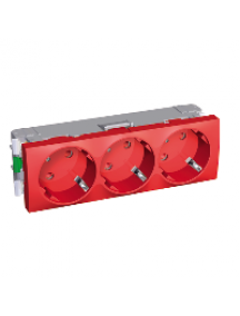 Altira ALB45264 - Altira - prise de courant triple - standard Allemand - 2P+T 45° rouge , Schneider Electric