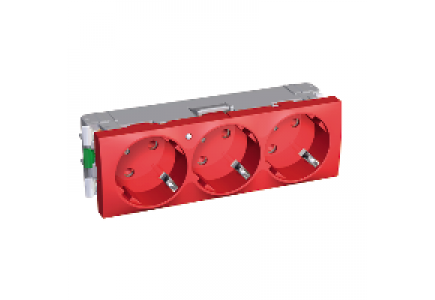 Altira ALB45265 - Altira - prise de courant triple - stand. Allemand - 2P+T 45° - rouge - lumin. , Schneider Electric