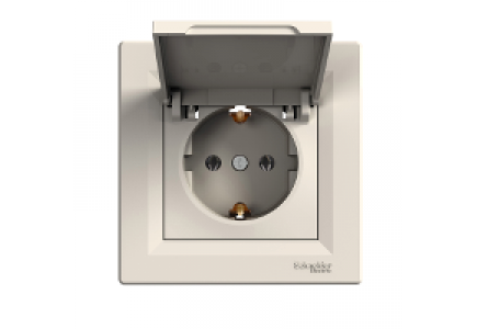 EPH3100123 - Asfora - single socket outlet with side earth - 16A lid cream , Schneider Electric