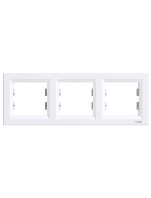 EPH5800321 - Asfora - horizontal 3-gang frame - white , Schneider Electric