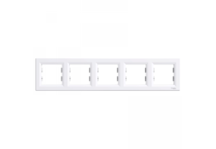 EPH5800521 - Asfora - horizontal 5-gang frame - white , Schneider Electric