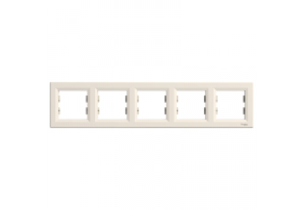 EPH5800523 - Asfora - horizontal 5-gang frame - cream , Schneider Electric