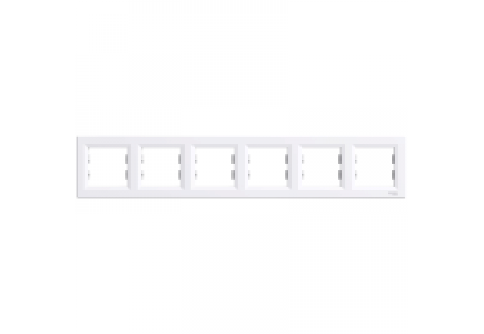 EPH5800621 - Asfora - horizontal 6-gang frame - white , Schneider Electric
