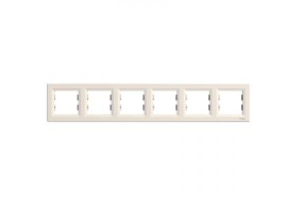 EPH5800623 - Asfora - horizontal 6-gang frame - cream , Schneider Electric