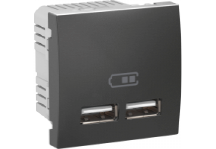 Unica MGU3.418.12 - Unica - double chargeur USB 2.1 A - graphite , Schneider Electric