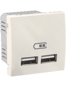 Unica MGU3.418.25 - Unica - Double USB charger - 2.1 A - ivory , Schneider Electric