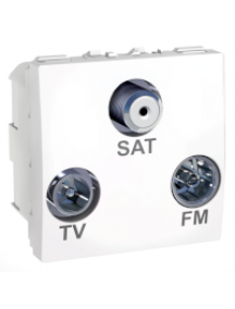 Unica MGU3.450.18 - Unica Blanc, prise TV / FM / SAT 1 entrée, 2 modules , Schneider Electric