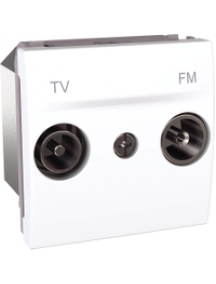Unica MGU3.452.18 - Unica - prise TV/FM - passage (1 entrée 1 sortie) - 2 modules - blanc , Schneider Electric