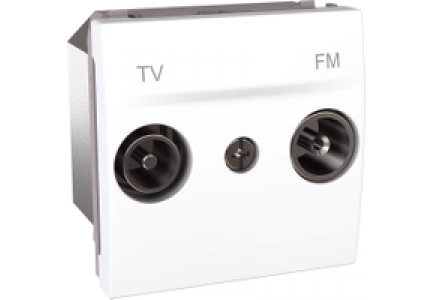 Unica MGU3.452.18 - Unica - prise TV/FM - passage (1 entrée 1 sortie) - 2 modules - blanc , Schneider Electric