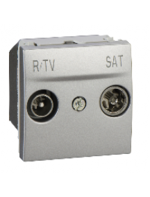 Unica MGU3.456.30 - Unica Top/Class - R-TV/SAT socket - intermediate socket - alu. , Schneider Electric