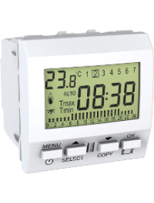 Unica MGU3.505.18 - Unica - thermostat programmable hebdomadaire - 2 modules - blanc , Schneider Electric