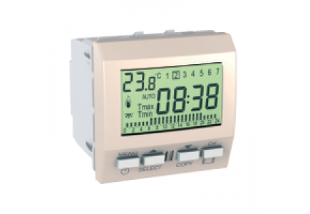 Unica MGU3.505.25 - Unica - weekly-programmable thermostat - 230 VAC - 2 m - ivory , Schneider Electric