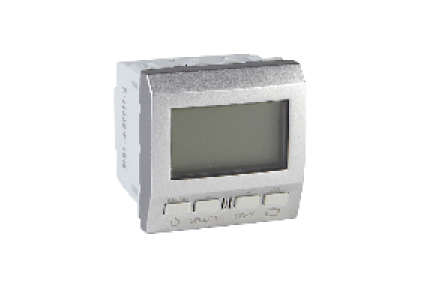 Unica MGU3.505.30 - Unica - thermostat programmable hebdomadaire - 2 modules - aluminium , Schneider Electric