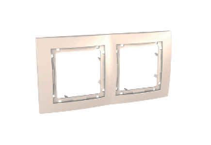 Unica MGU4.004.25 - Unica Colors - cover frame - 2 gangs, H71 - ivory/ivory , Schneider Electric