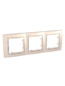Unica MGU4.006.25 - Unica Colors - cover frame - 3 gangs, H71 - ivory/ivory , Schneider Electric