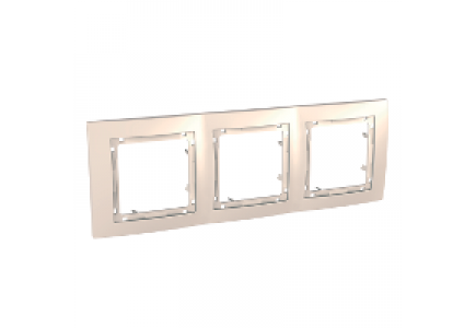 Unica MGU4.006.25 - Unica Colors - cover frame - 3 gangs, H71 - ivory/ivory , Schneider Electric