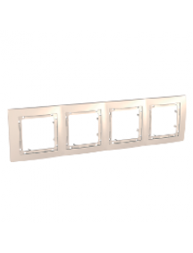 Unica MGU4.008.25 - Unica Colors - cover frame - 4 gangs, H71 - ivory/ivory , Schneider Electric