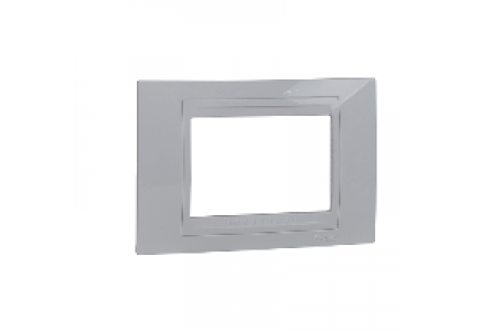 Unica MGU4.103.18 - Unica Blanc liseré Blanc plaque de finition 1 poste horizontal 3 modules , Schneider Electric