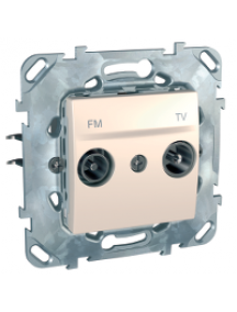 Unica MGU50.452.25Z - Unica - TV/FM socket (zamak) - terminal socket - ivory , Schneider Electric