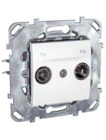 Unica MGU50.453.18Z - Unica - TV/FM socket (zamak) - intermediate socket - white , Schneider Electric