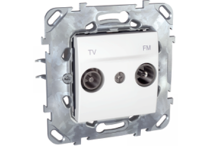 Unica MGU50.453.18Z - Unica - TV/FM socket (zamak) - intermediate socket - white , Schneider Electric