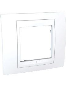 Unica MGU6.002.18 - Unica Blanc liseré Blanc plaque de finition 1 poste 2 modules , Schneider Electric