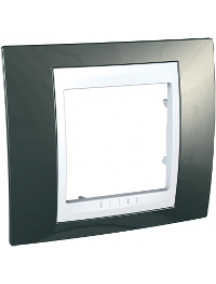 Unica MGU6.002.824 - Unica - plaque de finition - 1 poste 2 modules - gris clair liseré blanc , Schneider Electric