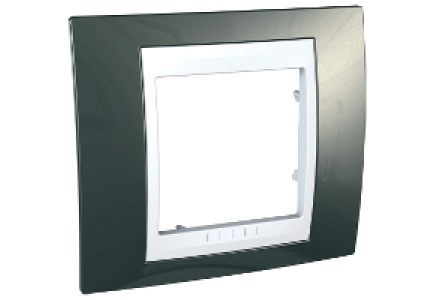 Unica MGU6.002.824 - Unica - plaque de finition - 1 poste 2 modules - gris clair liseré blanc , Schneider Electric