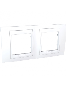 Unica MGU6.004.18 - Unica Blanc liseré Blanc plaque de finition 2 poste horizontal 4 modules , Schneider Electric