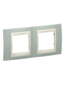 Unica MGU6.004.570 - Unica Plus - cover frame - 2 gangs, H71 - water green/ivory , Schneider Electric