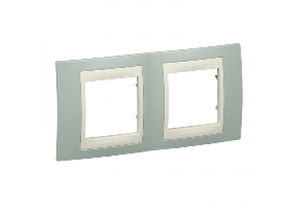 Unica MGU6.004.570 - Unica Plus - cover frame - 2 gangs, H71 - water green/ivory , Schneider Electric