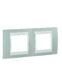 Unica MGU6.004.870 - Unica Plus - cover frame - 2 gangs, H71 - water green/white , Schneider Electric