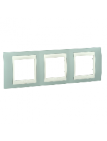 Unica MGU6.006.570 - Unica Plus - cover frame - 3 gangs, H71 - water green/ivory , Schneider Electric