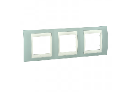 Unica MGU6.006.570 - Unica Plus - cover frame - 3 gangs, H71 - water green/ivory , Schneider Electric