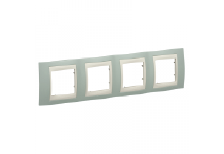 Unica MGU6.008.570 - Unica Plus - cover frame - 4 gangs, H71 - water green/ivory , Schneider Electric