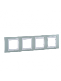 Unica MGU6.008.870 - Unica Plus - cover frame - 4 gangs, H71 - water green/white , Schneider Electric