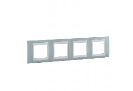 Unica MGU6.008.870 - Unica Plus - cover frame - 4 gangs, H71 - water green/white , Schneider Electric