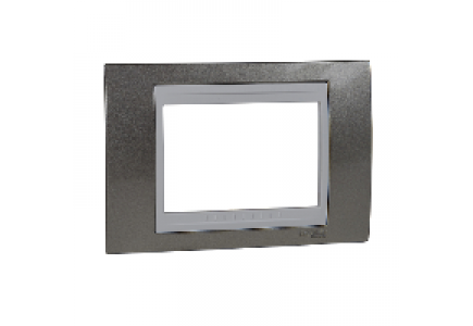 Unica MGU6.103.824 - Unica - plaque de finition - 1 poste hor. 3 mod. - gris clair liseré blanc , Schneider Electric
