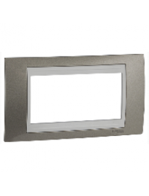 Unica MGU6.104.824 - Unica - plaque de finition - 1 poste hor. 4 mod. - gris clair liseré blanc , Schneider Electric