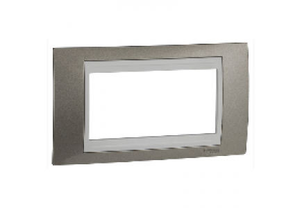 Unica MGU6.104.824 - Unica - plaque de finition - 1 poste hor. 4 mod. - gris clair liseré blanc , Schneider Electric