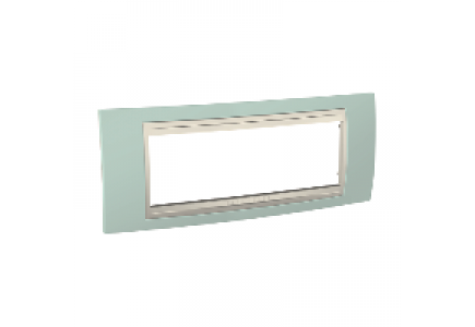 Unica MGU6.106.570 - Unica - cover frame - 6 modules - water green/ivory , Schneider Electric