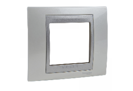 Unica MGU66.002.092 - Unica Top - plaque de finition - 1 poste 2 mod. - blanc techno liseré alu , Schneider Electric