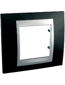 Unica MGU66.002.093 - Unica Top - plaque de finition - 1 poste 2 mod. - noir rhodium liseré alu , Schneider Electric