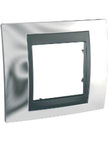 Unica MGU66.002.210 - Unica Top - plaque de finition - 1 poste 2 mod. - chrome brill. liseré graph. , Schneider Electric