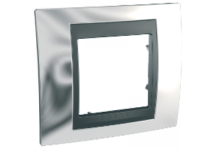 Unica MGU66.002.210 - Unica Top - plaque de finition - 1 poste 2 mod. - chrome brill. liseré graph. , Schneider Electric