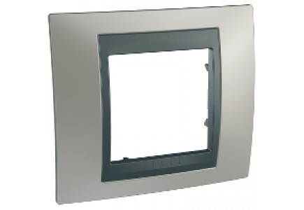 Unica MGU66.002.239 - Unica Top - plaque de finition - 1 poste 2 mod. - nickel mat liseré graphite , Schneider Electric