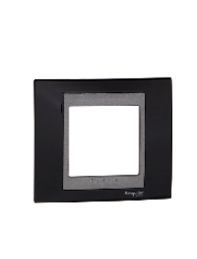 Unica MGU66.002.293 - Unica Top - plaque de finition - 1 poste 2 mod. - noir rhodium liseré graphite , Schneider Electric