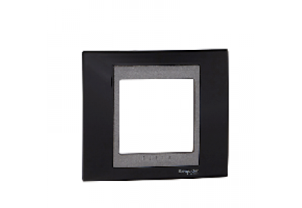 Unica MGU66.002.293 - Unica Top - plaque de finition - 1 poste 2 mod. - noir rhodium liseré graphite , Schneider Electric